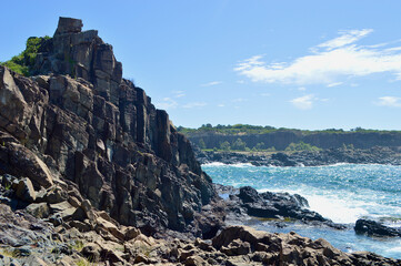 Fototapeta na wymiar Rocky formations at Bombo on the South Coast of New South Wales, Australia.