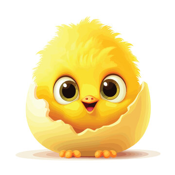 A fluffy chick peeking out from behind a bright yellow