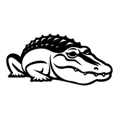black vector crocodile icon on white background
