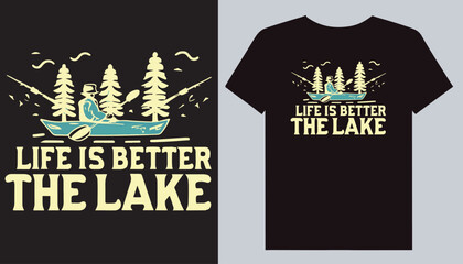 Kayak fishing t-shirt design, fishing kayak, adventure outdoor lake