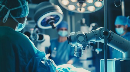 Revolutionizing Medicine: Advanced Robotic Surgery in a State-of-the-Art Operating Room - obrazy, fototapety, plakaty