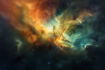 Fototapeta premium Picture of a nebula in space It features bright colors and swirling cosmic dust.