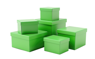 Green boxes isolated on transparent Background