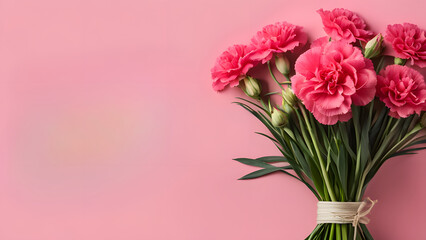 Carnation pink background, suitable for Mother's Day, International Women's Day, and other similar celebrations. Space for text.