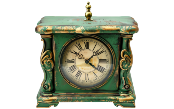 Verdant Table Clock isolated on transparent Background