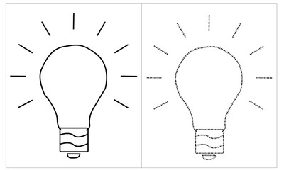 Light Bulb line icon vector, isolated on white background. Idea sign, solution, thinking concept. Lighting Electric lamp. Electricity, shine. Trendy Flat style for graphic design, Web site, UI. EPS
