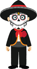 メキシコの死者の日（男性）のイラスト