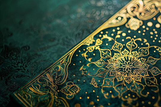 Greeting card for Ramadan festival in green, gold and elegant design