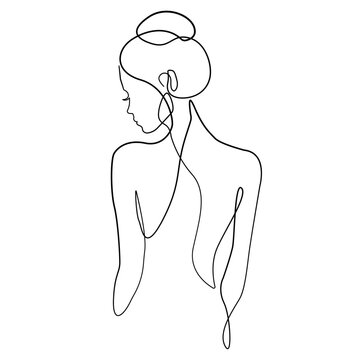 recommend clip art: Female Nude Back Continuous One Line Drawing. Woman Body Sketch Line Art Illustration. Female Figure Abstract Minimal Silhouette for Modern Design. Vector EPS 10