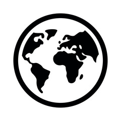 black vector earth icon on white background