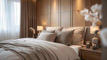 Elegant Modern Bedroom Interior with Neutral Tones
