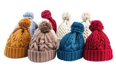 Trendy Knitted Hats isolated on transparent Background