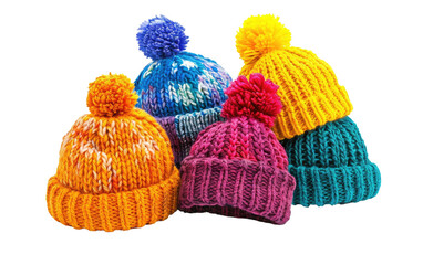 Trendy Knitted Hats isolated on transparent Background