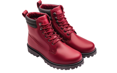 Red boots for men isolated on transparent Background