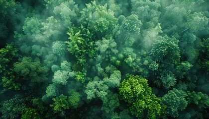 Naklejka na ściany i meble Forest view from above, aerial view forest as the lung of the world. wallpaper