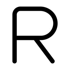 R alphabet capital letter icon in outline style. Simple initial vector illustration — pixel-perfect icon.