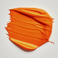orange oil paint strokes isolated on a white background