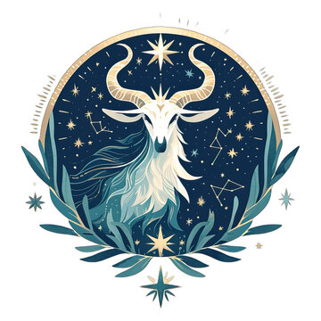 Zodiac Horoscope: Capricorn symbol isolated on white background