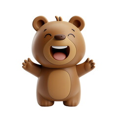 Obraz premium angled view of a 3d cartoon illustration of cute Bear smiling excitedly isolated on a white background 