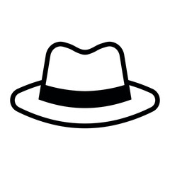 black vector fedora hat icon on white background
