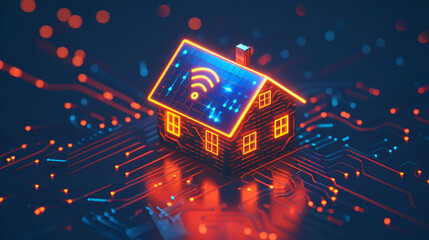 Smart home wireless. 3d smart home icon. generative ai