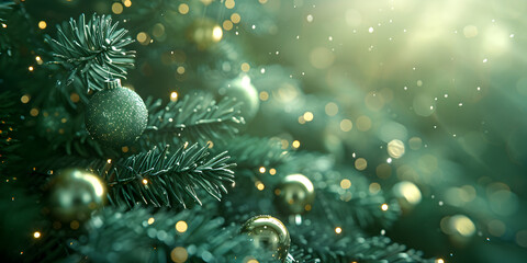 Fototapeta na wymiar Shiny Christmas background with fir branches Generative AI 