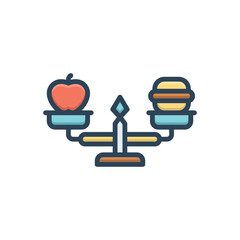 Fototapeta premium Color illustration icon for balanced diet