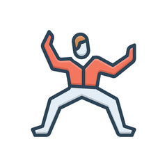 Color illustration icon for tai chi