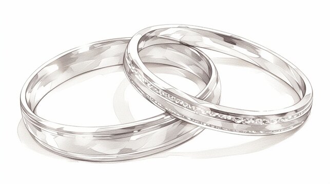 二つの結婚指輪、白背景15