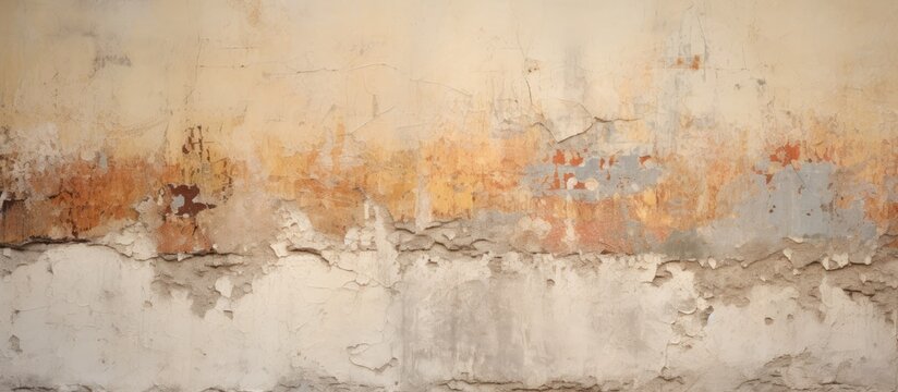 A detailed shot of a weathered wall with chipped paint, showcasing a mix of urban decay and artistic textures