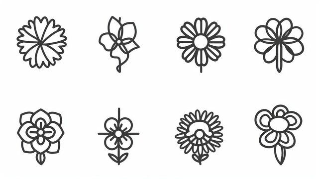An icon set of flower. Editable modern illustrations isolated on a white background. Trendy outline symbols for mobile apps and websites.
