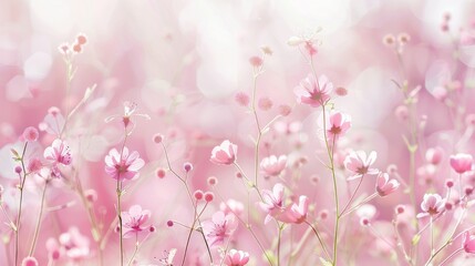Background with delicate floral design. Pink, small flowers