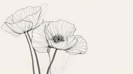 Line art of a poppy flower with minimal contours.