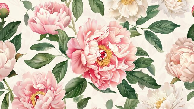 Floral pattern with peony. Modern illustration.