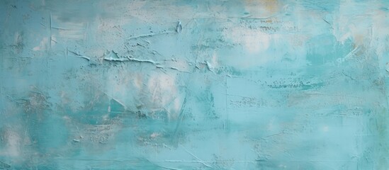 Obraz premium A close up of an electric blue wall with a painting of a freezing natural landscape, depicting fluid aqua colors of winter in a liquid form