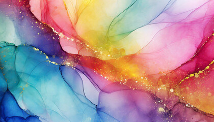 Colorful Rainbow Wave: Abstract Watercolor Background with Light Texture and Bright Vector Elements
