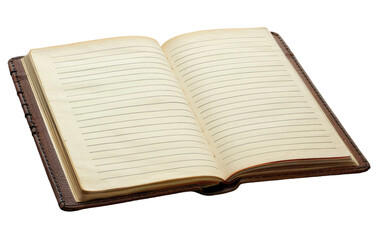 Overhead Shot of an Open Notebook isolated on transparent Background