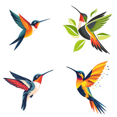 Obraz premium Flat logo of big animal Hummingbird isolated on white background