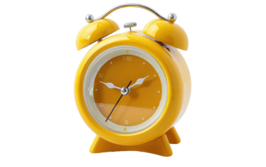 Alarm Clock in Yellow isolated on transparent Background