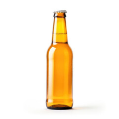 Standard beer bottle without label on isolated white background