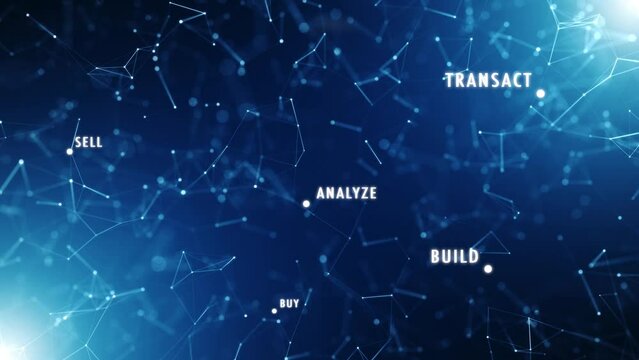 Digital business cyberspace word cloud loop animation.