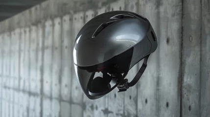 Papier Peint photo autocollant Moto motorcycle helmet on the wall. unique concept.