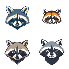 Fototapeta premium Flat logo of big animal Raccoon isolated on white background