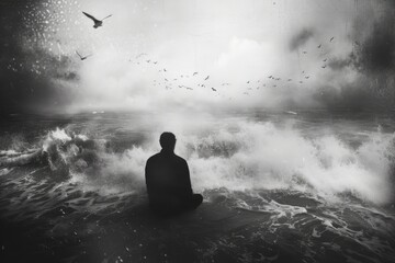 Obraz premium loneliness: capturing the emotional landscape of solitude, isolation, and the human experience of being alone in poignant, introspective moment.