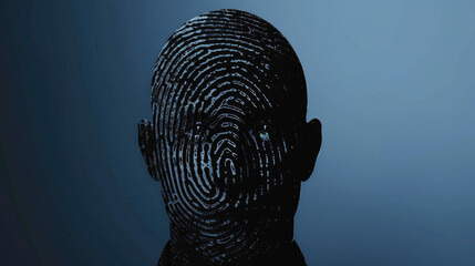 Fingerprint Head Silhouette Stock Photos: Discover Unique Identity Image - obrazy, fototapety, plakaty