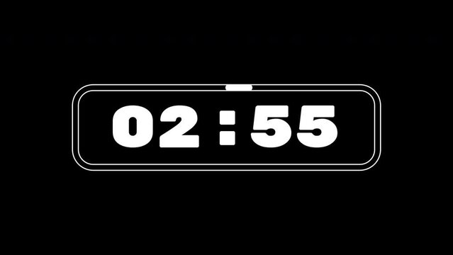 3 minute timer countdown animation. Animated with a white progress bar on black background. 4K. Ideal for business, countdowns, and events.