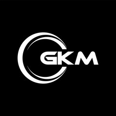 GKM letter logo design with black background in illustrator, cube logo, vector logo, modern alphabet font overlap style. calligraphy designs for logo, Poster, Invitation, etc.