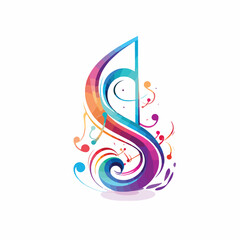 A musical note with a flourish. flat vector 