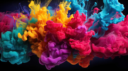 Obraz premium Vibrant Pops of Color Explosion Background Ai Generative