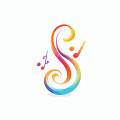 A musical note with a flourish. flat vector 